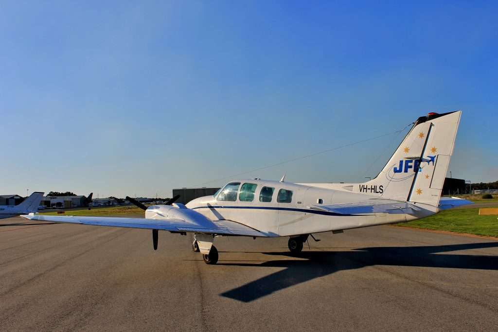 JFC Beechcraft Baron charter aircraft at Jandakot Airport